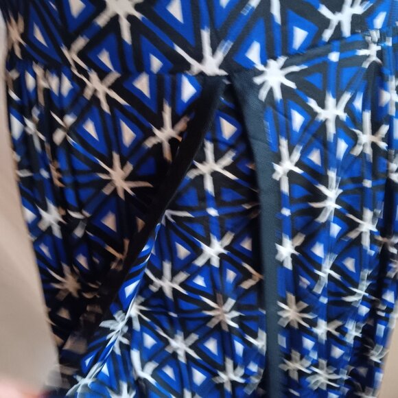 1OF1 Vtg 1970's Sz 8/10 Stretch Nylon Geometric Star Patterned A-Line Dress - Picture 5 of 9